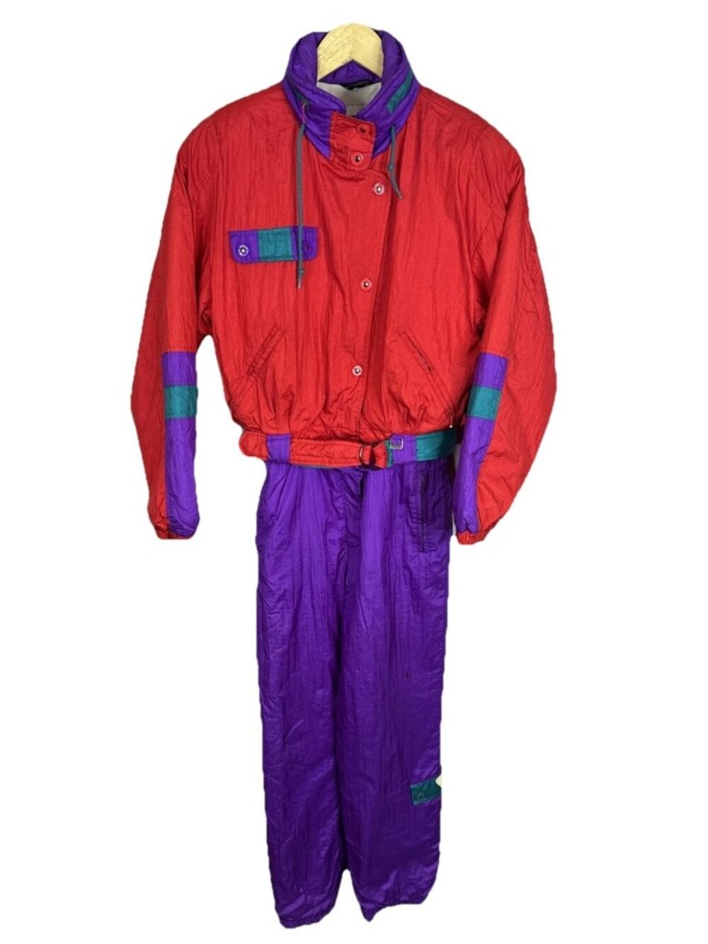 VTG 80s 90s Fera Skiwear Womens One Piece Ski Suit Ladies Sz 10 Colorblock PInk